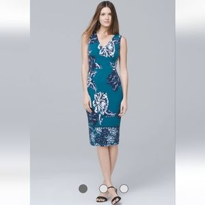 NWT White House Black Market Floral Knit Sheath Dress Sz. 2